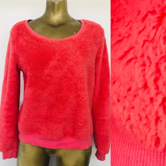 Coziest TEDDY BEAR SWEATER Orange Fleece Inside and our M - Picture 4 of 13